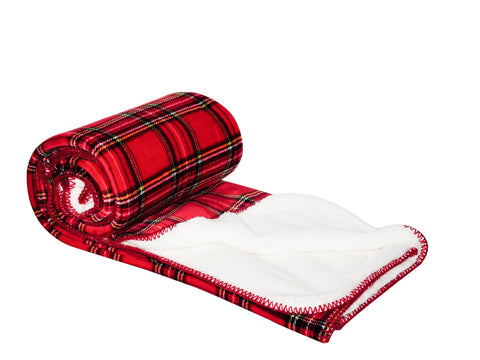 FABRIC CLOUDS Soft Dublin red tartan plaid blanket 160x190 cm