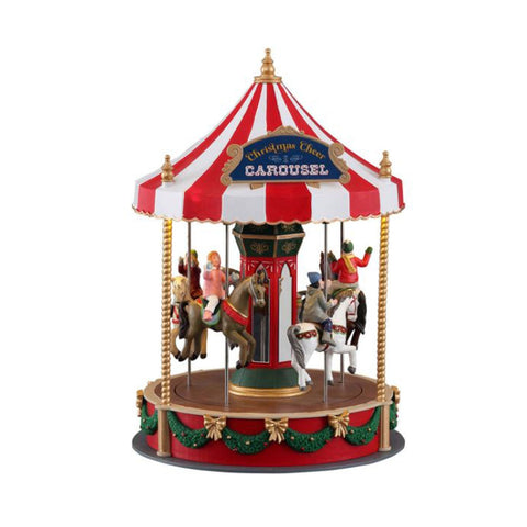 LEMAX Christmas carousel music box for the Christmas village LED and sounds made of polyresin