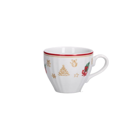 PORCELAINE BLANCHE Coffret de Noël 6 tasses à café et soucoupes édition de Noël 100 ml