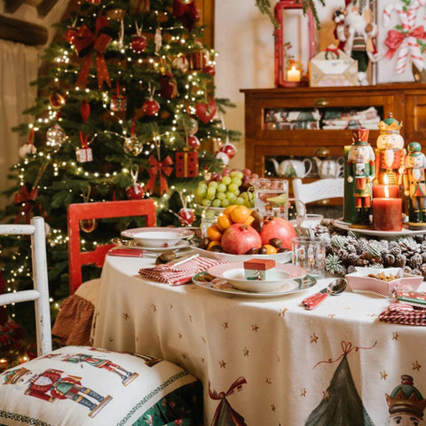 Nuages ​​en tissu Set de 2 serviettes de cuisine de Noël "Christmas Carol"
