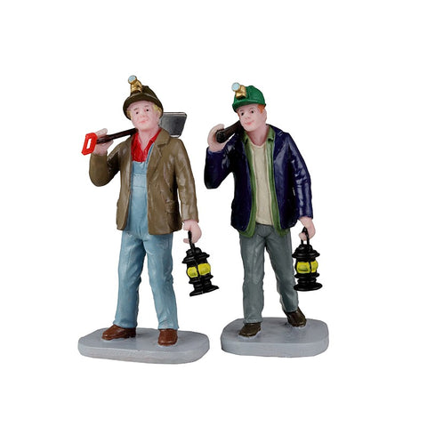 LEMAX Set di 2 minatori con attrezzi "Miners" per il tuo villaggio di natale