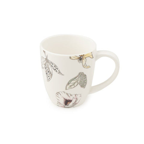 HERVIT Tazza mug BLOOMS in porcellana bianca con fiori ø 12.5 cm 28076