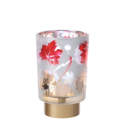 Hervit Lampe en verre à piles avec décors de feuilles "Feuillage" 10xh15 cm