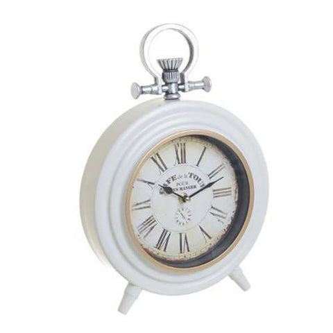 INART Horloge de table en métal blanc Ø25 H36 cm 3-20-977-0280