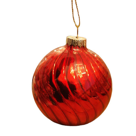 GOODWILL Boule de Noël en verre rouge brillant à suspendre Ø8 cm