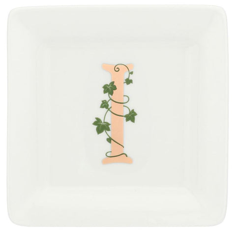 La Porcellana Bianca Soucoupe avec initiale en porcelaine "Adorato" 10x10 cm