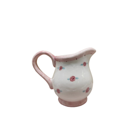 NALI' Capodimonte pot à lait en porcelaine SHABBY blanc et rose 7x10cm