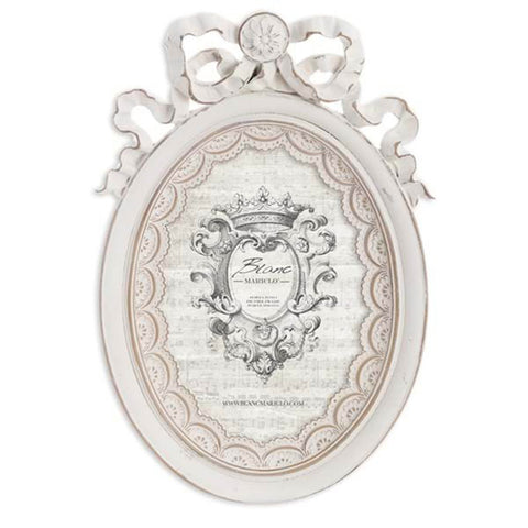 BLANC MARICLO' Round photo frame with ivory resin decoration 18,1x3,4x26,2