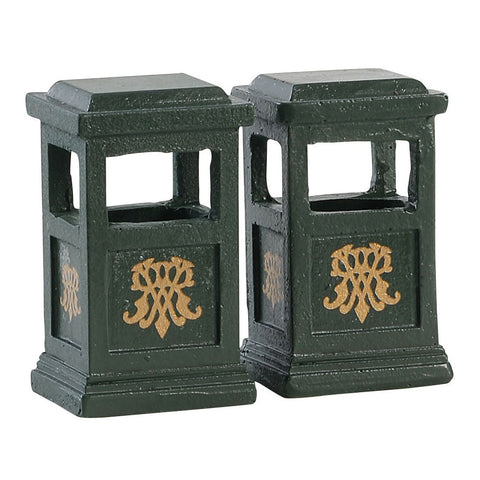 LEMAX Set of 2 pieces "Green Trash Can" waste bins in resin