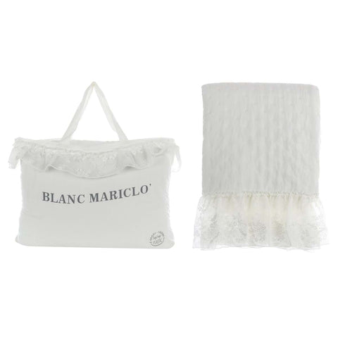 BLANC MARICLO' White double bedspread with lace along the edges 260x260 cm