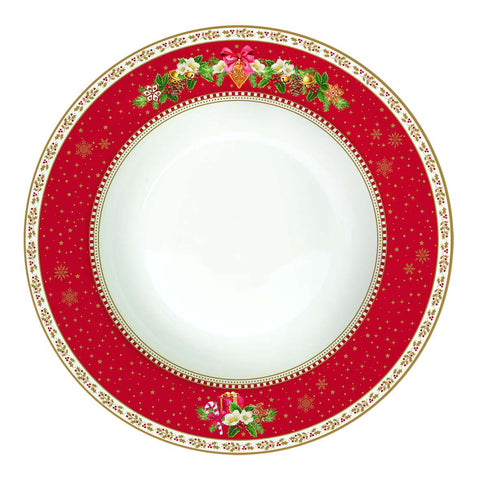 EASY LIFE Service de table de Noël en porcelaine CHRISTMAS MEMORIES rouge et or