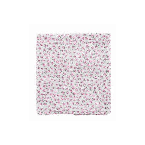 BLANC MARICLO' Couvre-lit rectangulaire en coton blanc fleurs roses 180x260 cm