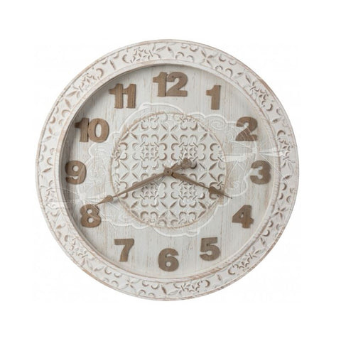 COCCOLE DI CASA Round wall clock MANDY white wood Ø64,5 H5,5 cm