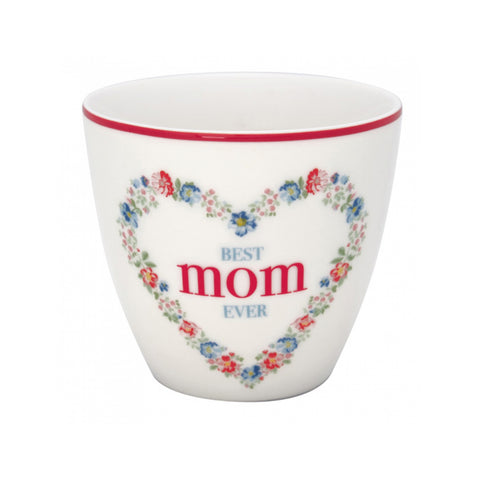 GREENGATE Tazza colazione mug MOM ceramica bianca con cuore a fiori 300 ml
