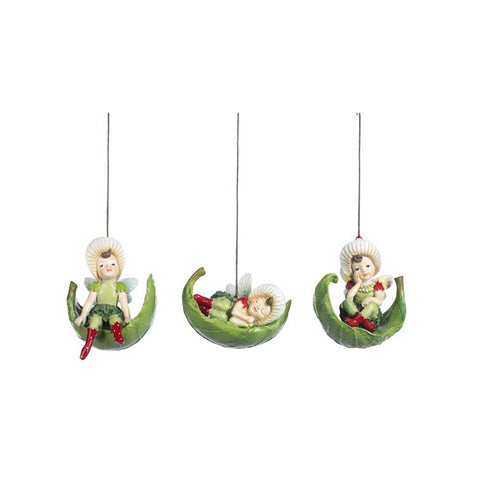 GOODWILL Fairy Christmas decoration wrapped in resin leaf 3 variants 9 cm