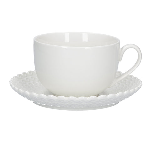 WHITE PORCELAIN Breakfast cup with plate MOMENTI porcelain P002800027