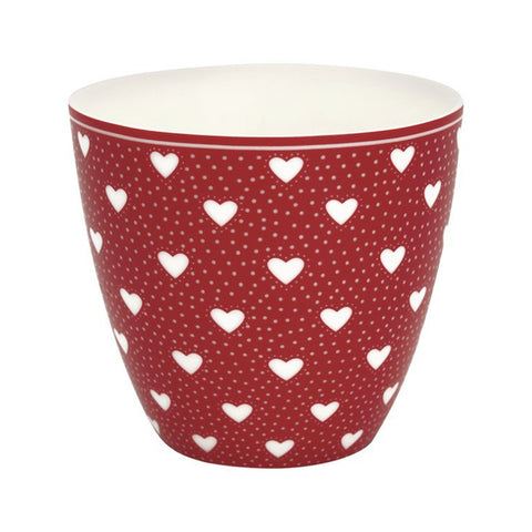 GREENGATE Tasse à lait PENNY RED en porcelaine rouge avec coeurs H9cm STWLATPNY1006