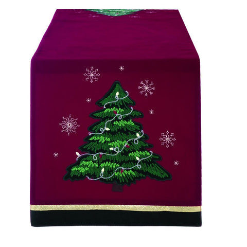 BLANC MARICLO' Red and green Christmas table runner 140x133 CM A29488