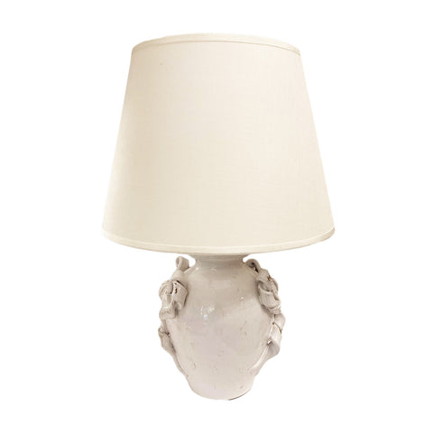 LEONA Lampe à poser en céramique blanche Shabby Chic avec noeuds H40 cm