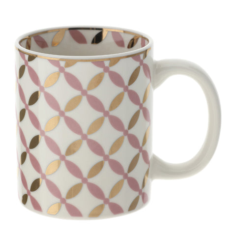 Hervit Mug in porcellana rosa / oro "VLK Design" D8x10 cm