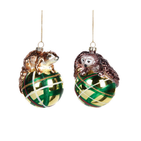 GOODWILL Décoration pour sapin Sphère Boule de Noël en verre soufflé vert et or 9 cm