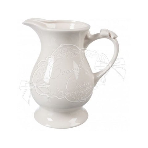 COCCOLE DI CASA Brocca caraffa BOW con fiocco ceramica bianco Ø12 H20 cm