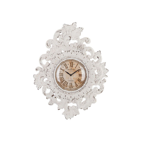 BLANC MARICLO' Shabby Chic wall clock in white and beige wood 66x51 cm