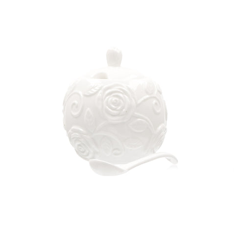 LA PORCELLANA BIANCA Zuccheriera con cucchiaino porcellana bianca 270Cc 9xh11 cm