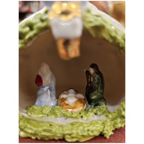 Goutte de la Nativité Sbordone en porcelaine blanche, verte fabriquée à la main
