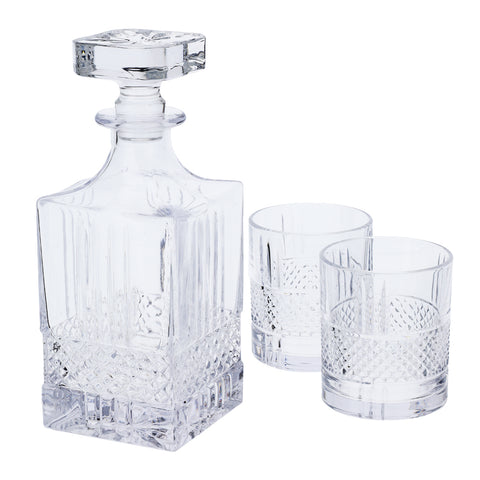 Hervit Set Brandy bottle + two "Dallas" glass glasses