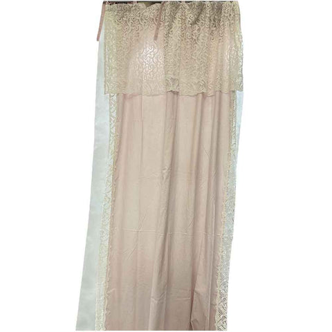 CHARME Set of two pink lace curtain panels with floral pattern 140x300 cm