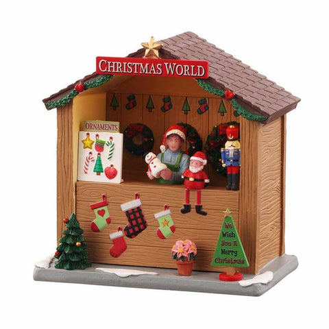 Scène de Noël illuminée LEMAX "Christmas World Booth" Construisez votre propre village de Noël