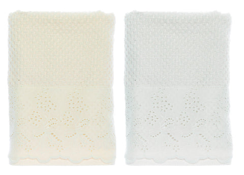 BLANC MARICLO' PLATEA Coppia di asciugamani in cotono bianco o panna A29876