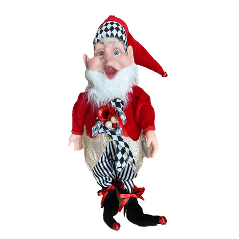 VETUR Decorazione natalizia Elfo di Babbo Natale in tessuto a rombi e righe 65cm
