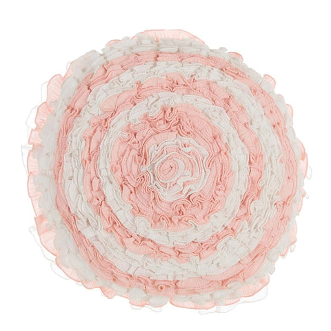 BLANC MARICLO' Round cushion with rouches TEMPESTOUS WRATH pink Ø40 cm