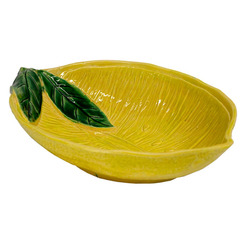 VIRGINIA CASA Lemon CITRUS salad bowl in antique yellow ceramic 43x31 cm