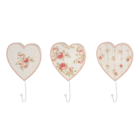 FABRIC CLOUDS Heart hanger 1 hook ANNETTE 3 variants pink 15x4,5x24 cm