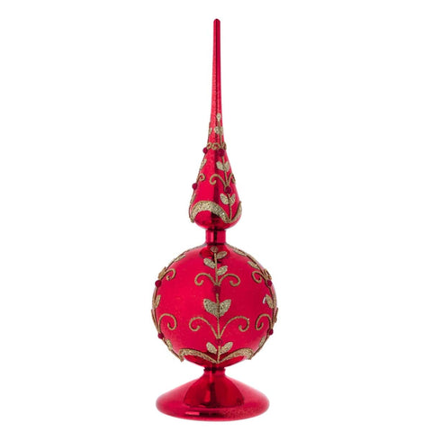 BLANC MARICLO' Déco sapin de Noël avec pointe en verre rouge 33x33x22 cm