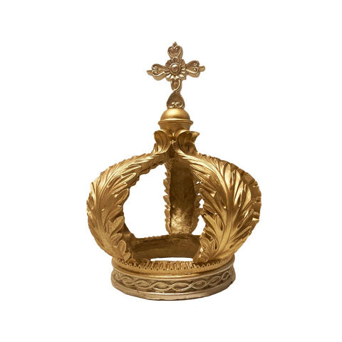 L'ART DI NACCHI Crown with cross religious decoration gold resin Ø22 H28 cm