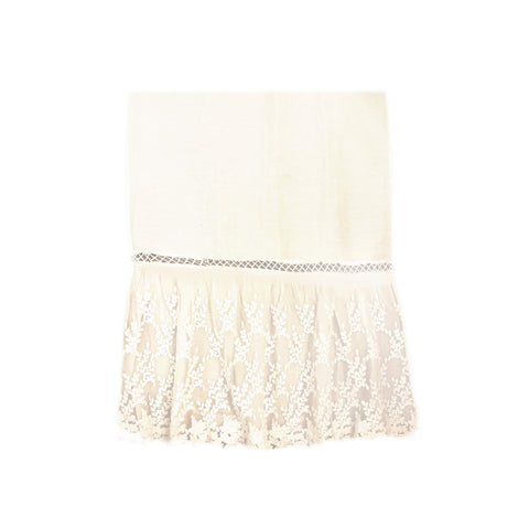 OPIFICIO DEI SOGNI Linen runner with white GISELOP lace ruffles 50x150 cm