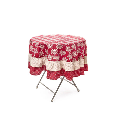 FABRIC CLOUDS Round tablecloth with flounce LIKE IN FAIRY TALES red Ø200 cm
