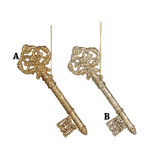 GOODWILL Key Christmas decoration 2 variants gold resin with glitter H15 cm