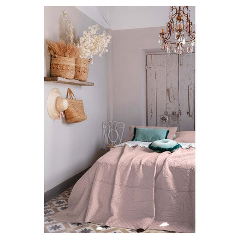 Blanc Mariclò Pink double boutis in ROCK CRYSTAL cotton 260x260 cm