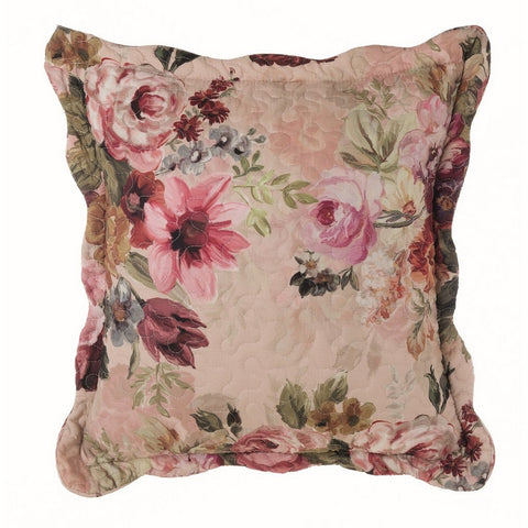 BLANC MARICLO' AFFRESCO square cushion with pink flowers 120 gsm 45x45 cm