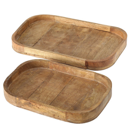 Boltze Vassoio rettangolare da cucina, centrotavola in legno di mango, "TIKKO" Country colore naturale 2 varianti