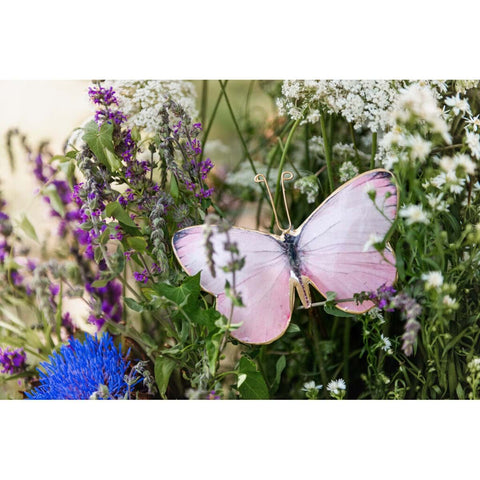 Blanc Mariclò Papillon en métal rose "Adina" Shabby Chic 15x13 cm