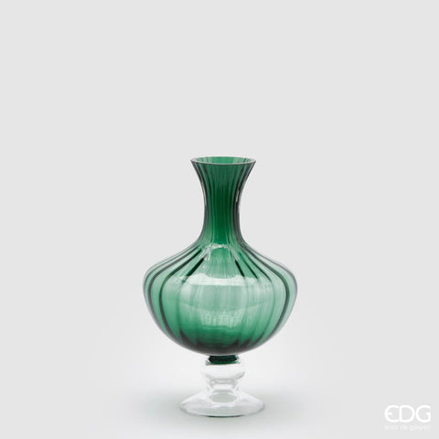 EDG Enzo de Gasperi Vase d'intérieur rayé en forme d'amphore avec col en verre brillant, pour fleurs ou plantes, style moderne et classique 2 variantes