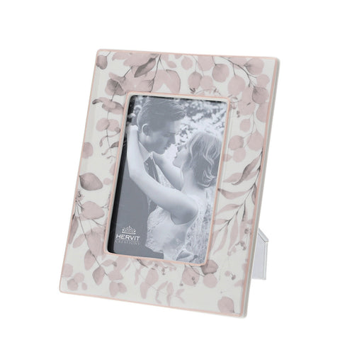 HERVIT Cornice portafoto in porcellana con decoro floreale rosa Botanic 22x27 cm
