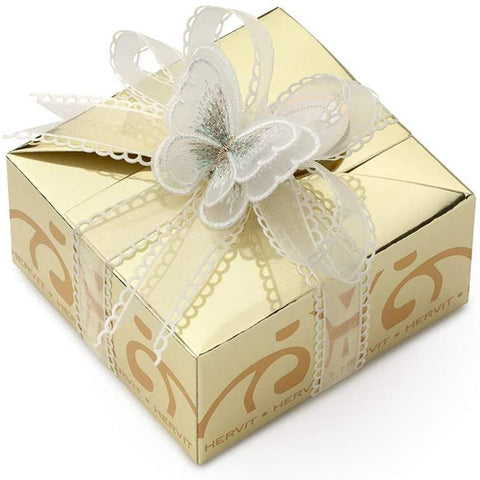 HERVIT Carat gold favor box with butterfly 11x11x5.5 cm 27942