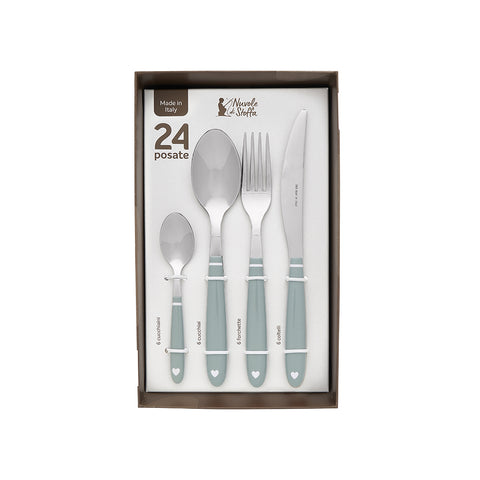 CLOUDS OF FABRIC Set of 24 tiffany cutlery for 6 people in Demetra steel